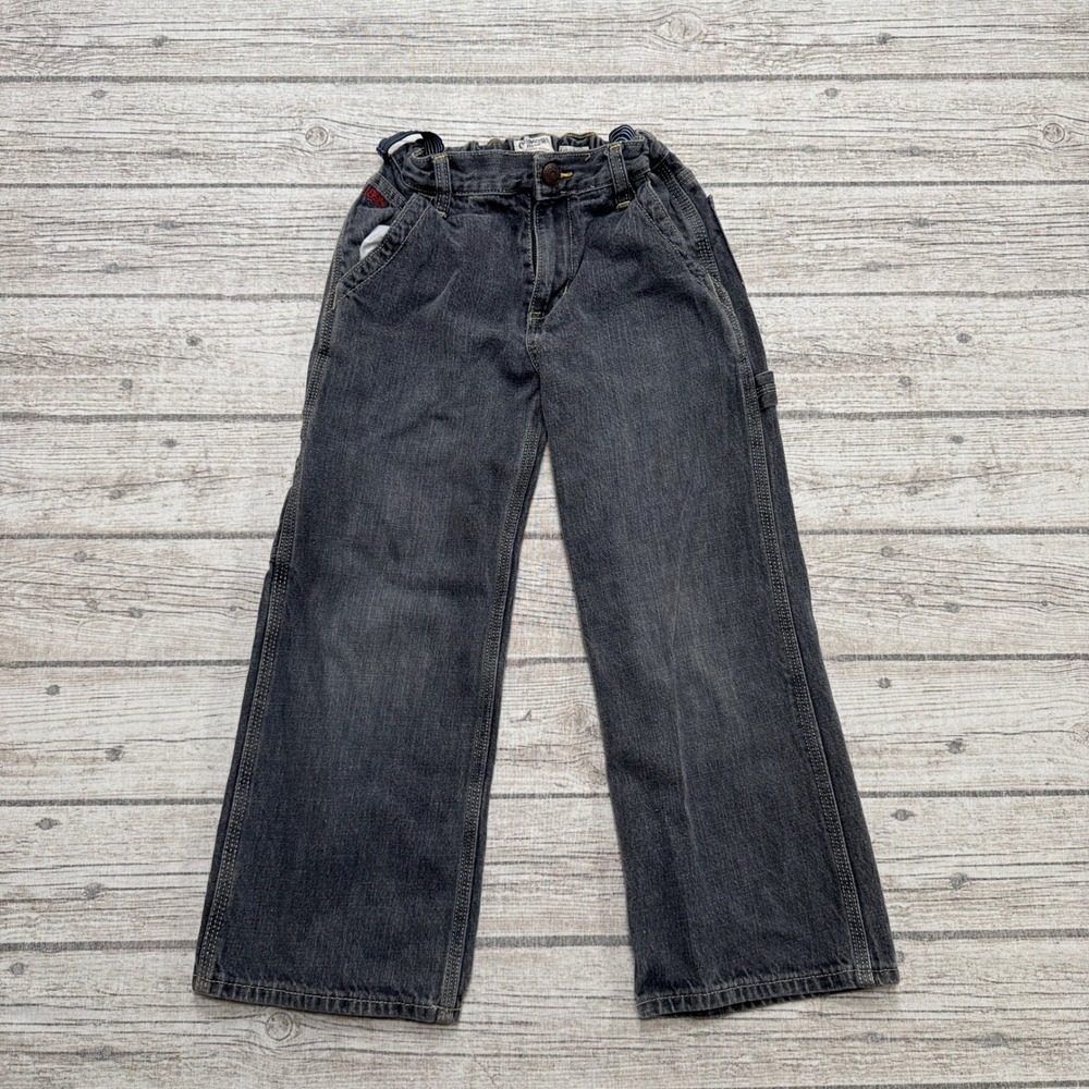 Vintage OshKosh Bgosh Carpenter Jeans Boys 7 Black Faded Denim Cotton Streetwear